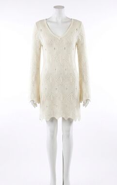NEW LALAVON crochet bell sleeves dress in ivory